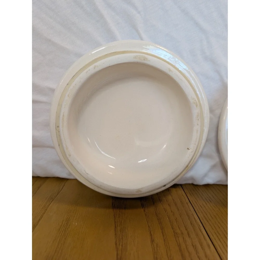 Vintage Crock Shop Santa Ana Ceramic Canister Set 3 Apple Ivy Farmhouse Cream